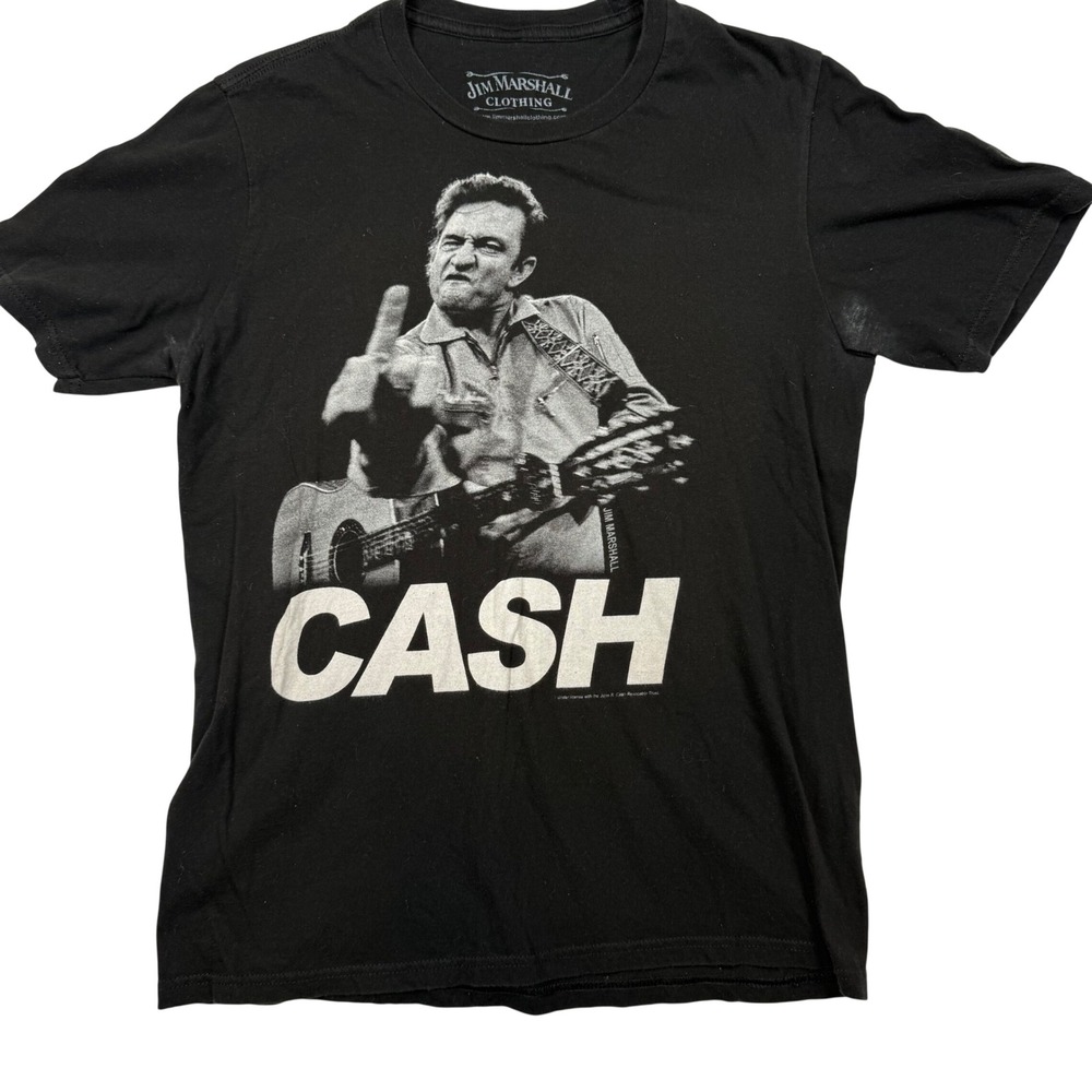 Johnny Cash Middle Finger San Quentin Graphic T-Shirt Mens Medium Black
